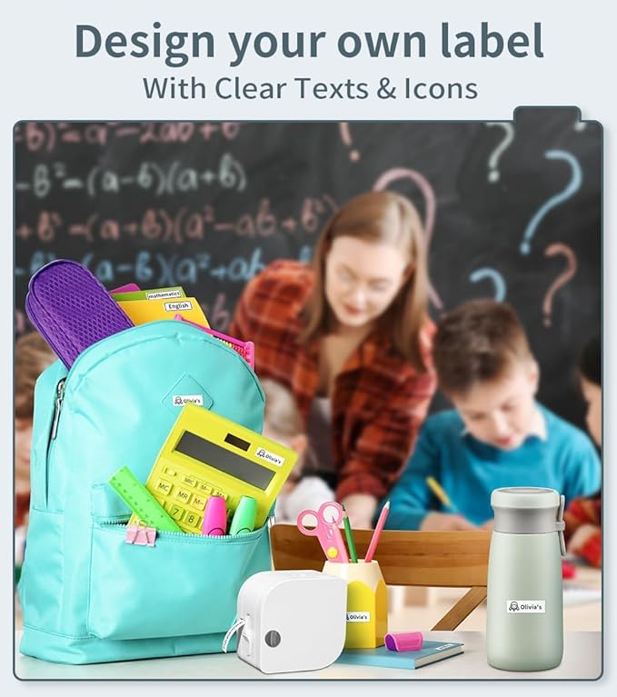 Phomemo P12 Label Maker Machine with Tape, Bluetooth Small Thermal Label Printer with Multiple Templates Mini Label Maker for Home, School, Organization, Office, White