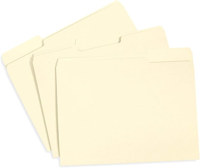 Manilla File Folders 8.5 x 11, 1/3 Cut Tab, Letter Size Vanilla folders, Great for Organizing and Easy File Storage, 100 Per Box (Manila)
