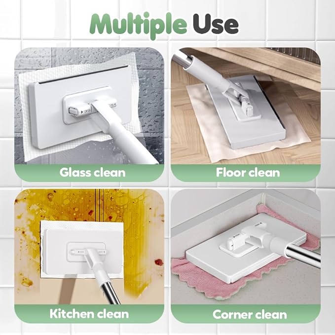 Convenient Cloth Changing Mini Mop, Disposable Dust Mop with 4 Reusable Cloths, 39in Long Handle No Wash Clip Mops with Locking Head, Retractable Gap Dust Cleaner for Multi Surface Cleaning, Wet & Dry