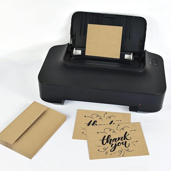 Blank Cards and Envelopes 4.375x5.75,50 Pack Kraft Cards Brown Envelopes for All Occasions,Invitations Thank You Blank Cards