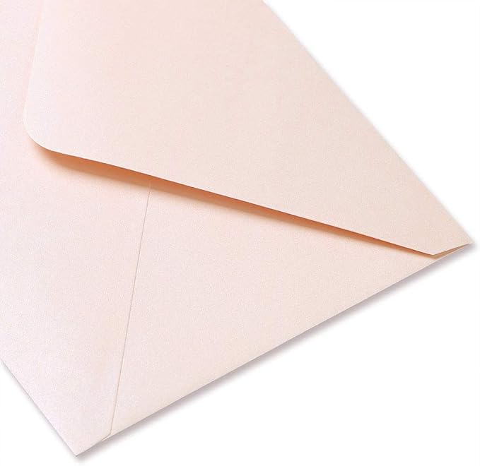 PONATIA 50 PCS/Pack A7 Envelopes, 5.25 x 7.48'' Sparkle Blush Pink Envelopes, Perfect for 5 x 7'' Wedding Invitation Cards, Graduation Invite, Acrylic Invitations, Photos