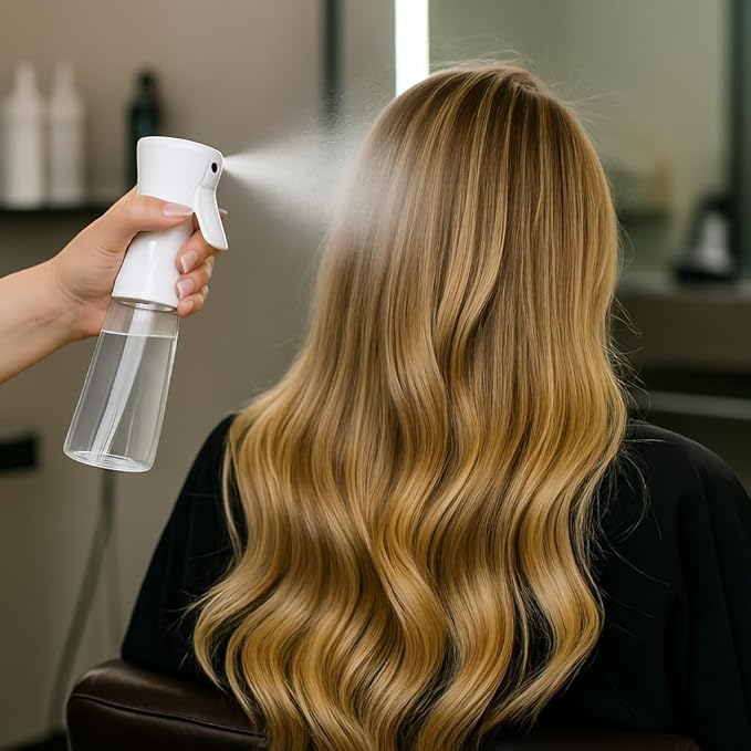 Continuous Fine Mist Spray Bottle for Hair (10.1oz / 300ml) – Ultra Fine Sprayer for Hair-Styling, Barber, Cleaning, Plants, Pets & Salons - ((Sky Blue))