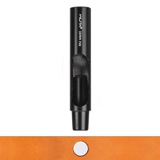 WUTA Leather Punches Round Hole Puncher Plating Titanium Hollow Punching Tool Working for Watch Band, Fabric, Plastic (1pc 15mm Hole Punch)