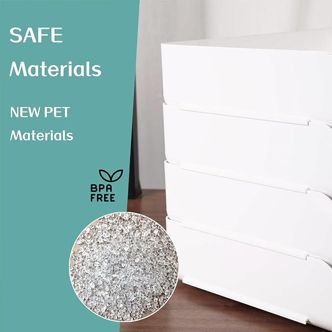 4 Tiers Stackable A4 Paper Trays, Office Desk File Holder, Tidy File Document Letter Book Paper Organizer (4 Tiers,White)