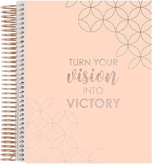 Erin Condren 7" x 9" Prompted Vision Journal - Cherry Blossom Changeable Cover w/Rose Gold Coil. Vision Spreads, Lined, Dot grid, Sketchbook pages w/ 160 pg/80 Sheets of 80# Mohawk Paper