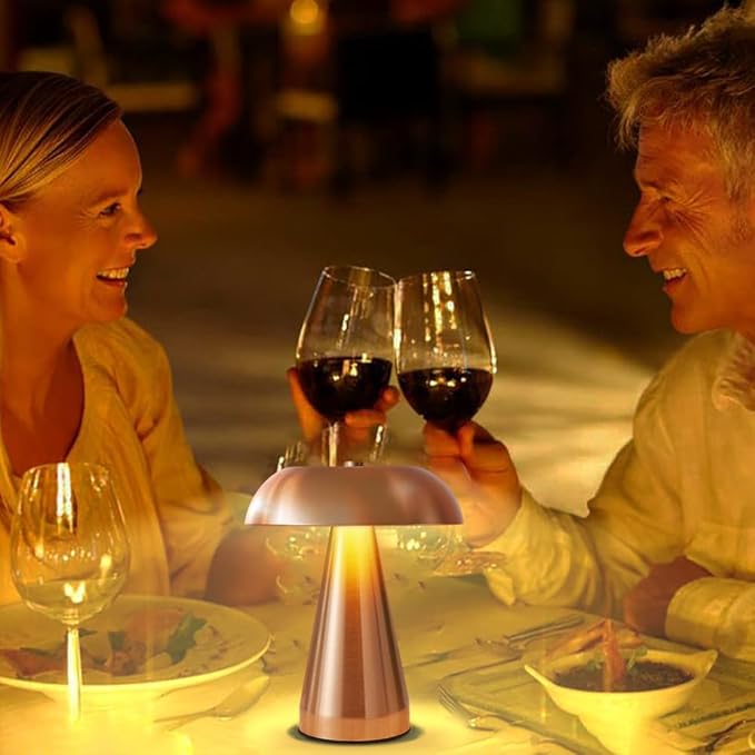 Portable LED Table Lamp, Cordless Metal Desk Lamp,3 Color Touch Control Rechargeable Lamp,3-Levels Brightness Room Decor Desk Lamp,Bedside Lamp,Dining Room Lamp (Rose Gold)