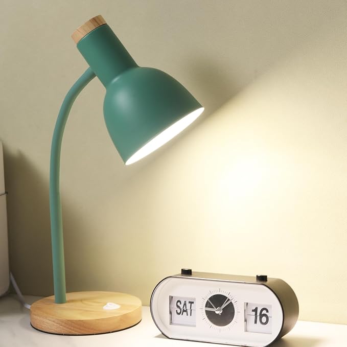 Table Lamp,Wooden Adjustable Desk Lamp,Dorm Lamp&Bedside Lamp for Living Room, Bedroom, Kids Room (Green)