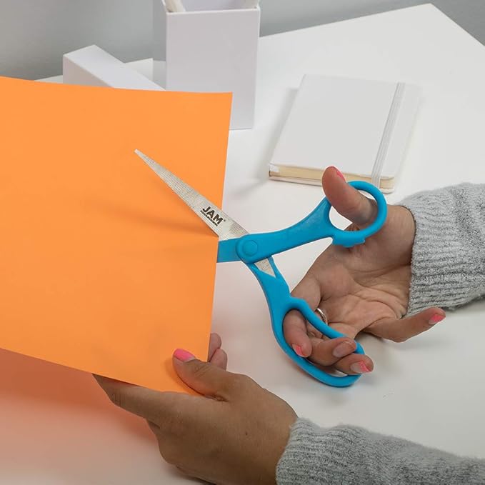 JAM PAPER Multi-Purpose Precision Scissors - 8 Inch - Blue - Ergonomic Handle & Stainless Steel Blades - Sold Individually