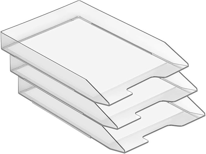 Acrimet Stackable Letter Tray Front Load, Letter Size, Plastic, Clear Crystal Color, 1 Unit