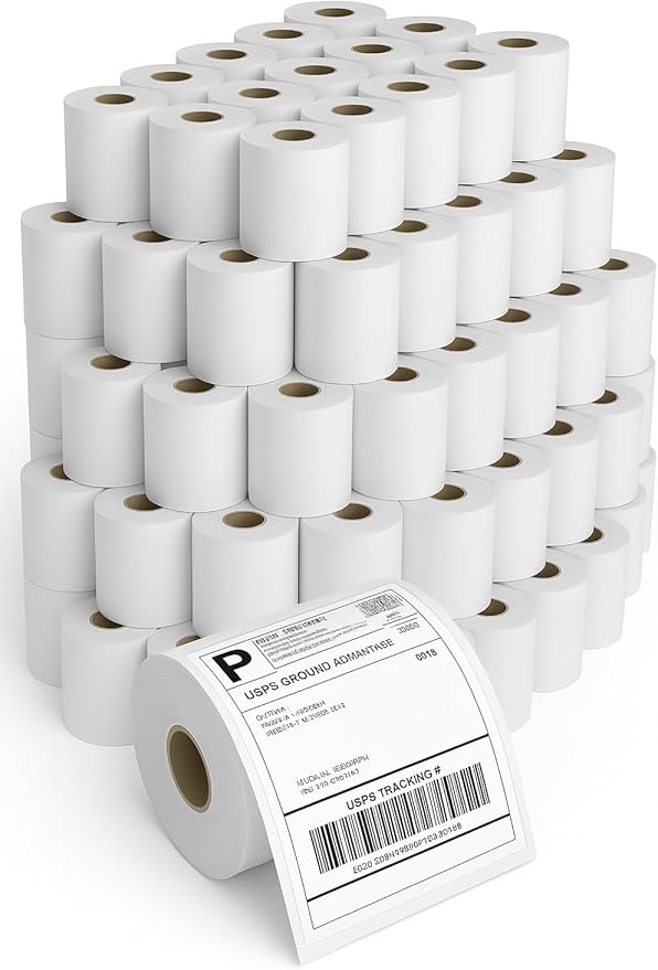 4x6 Thermal Labels Roll – 200 Rolls, 250 Labels/Roll – Perforated & Strong Adhesive Shipping Labels 4x6 – Commercial Grade Thermal Printer Labels for Shipping and Mailing