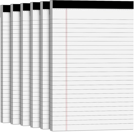 Note Pads 5x8 Small Legal Pads White Notepad, 6 Pack, Narrow Ruled Notepads, Micro Perforated Legal Writing Pads Memo Pad, 30 Sheet/Note Pad, Notebook Paper Tablet for School, Lined Legal Pad 5x8''