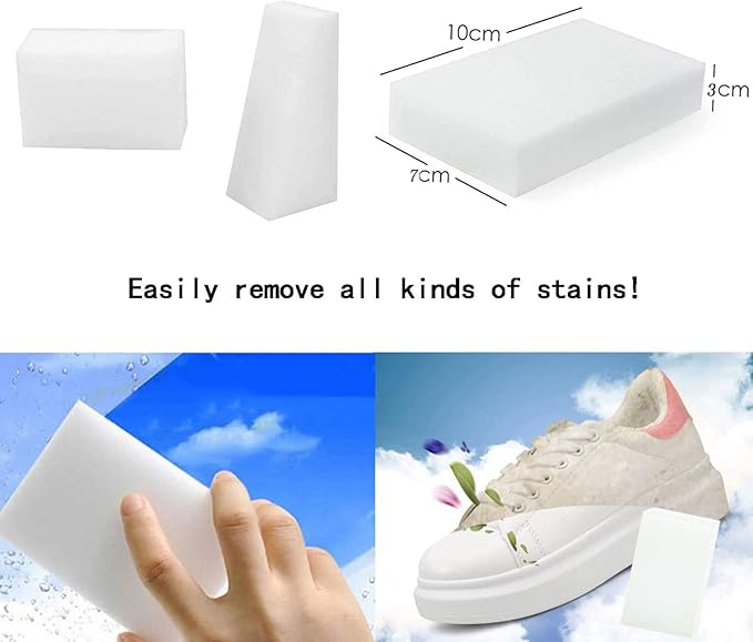 SmilePowo 10 Pack Magic Cleaning Sponges Eraser,Multi-Functional Premium Melamine Sponge Foam Cleaning Pads,Dish,Household Cleaning Sponge for Kitchen,Furniture,Bathroom(3.93x2.75x1.18in)