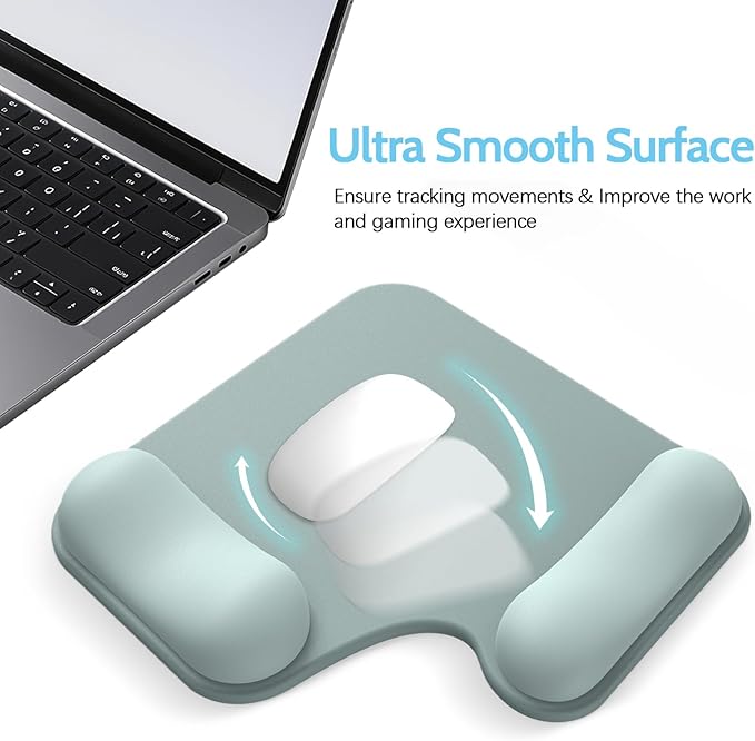 Ergonomic Mouse Pad with Gel Wrist Rest (1"& 1.2" Dual Height) - Cyan Mouse Pads Compact Mousepad Desk Mat Office, Gaming & Carpal Tunnel Relief | Non-Slip Rubber Base