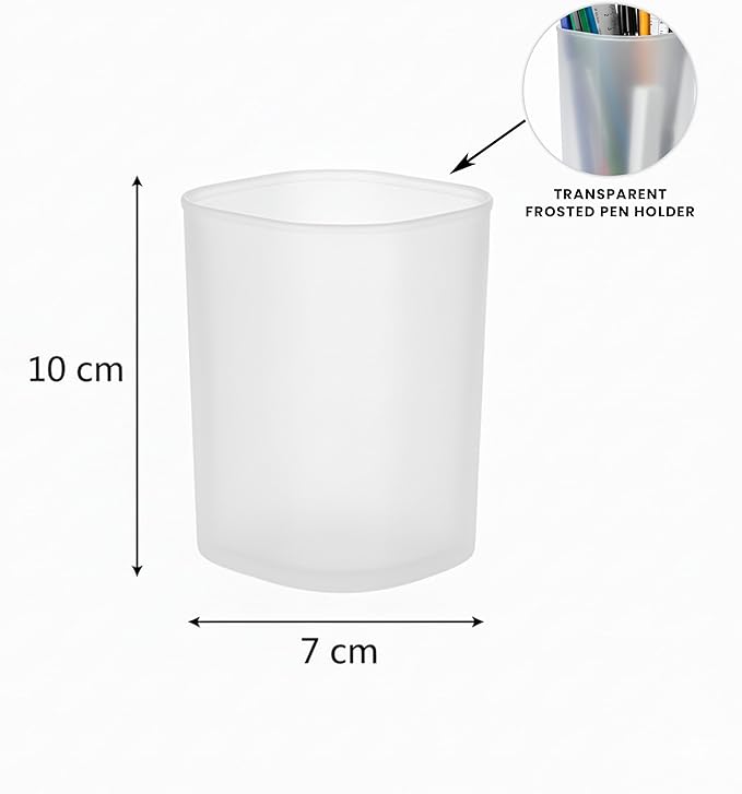Pack of 10 - Clear Pencil Cups for Classroom | Transparent Plastic Pen Holder Desk Cup & Toothbrush Organizer | Desks Accessories Pen Cups for Pens