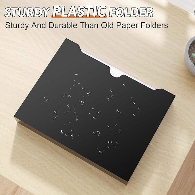 Plastic File Jackets Letter Size,12 Pack Reinforced Manilla File Pocket Folders, Heavy Duty File Folders with Straight Cut Tab,2 Inch Expanding File Folder for Documents,File Pockets