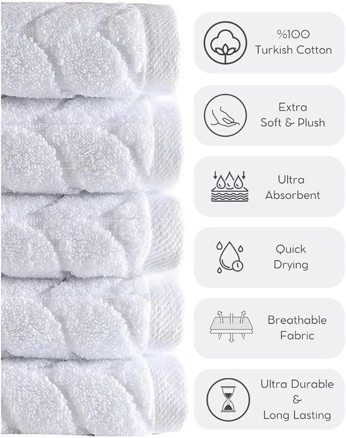BAGNO MILANO Turkish Bath Towels, Soft Plush Jacquard Luxury Bath Towels, Quick Dry Towel Set (Coral Red, 4 Pcs Hand Towel Set)