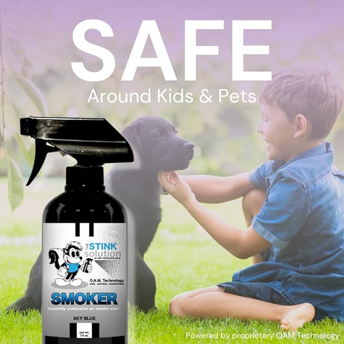 The Stink Solution Smoke Odor Eliminator Spray for Home, Car, Clothes, Hands, Hair, Wall & More Completely Neutralizes All Types of Smoke Odor Best Smoke Smell Remover Bamboo Teak 16oz & Sky Blue 16oz