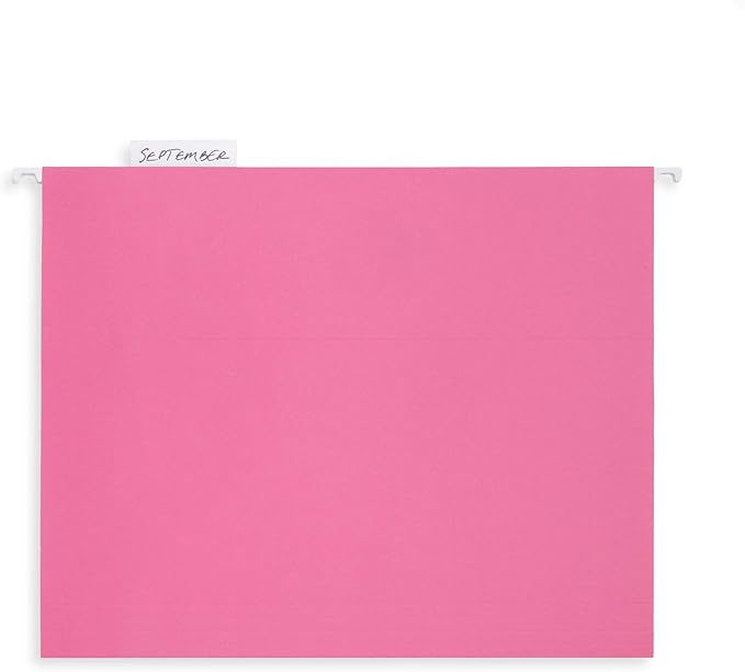 Blue Summit Supplies 25 Pink Hanging File Folders Letter Size, Reinforced Hanging File Folders Pink, Designed for Home and Office Color Coded Organization