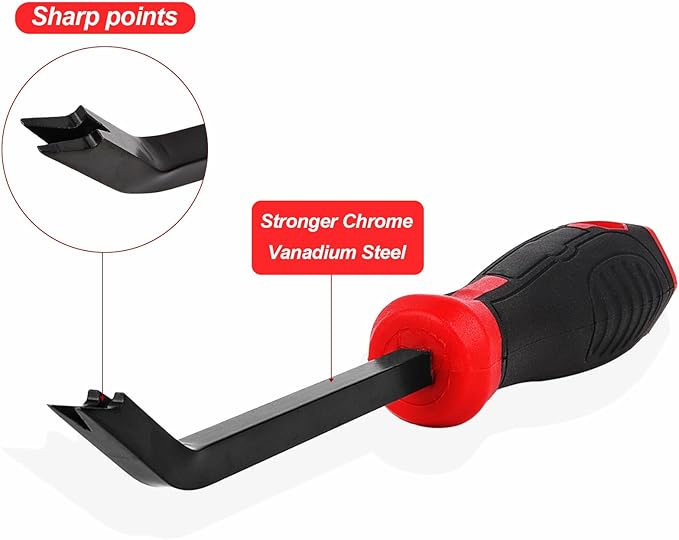 Heavy Duty Staple Remover Tool Upholstery Stapler Puller Lifter Staple Extractor Tack Puller for Removing Staples for Carpets Wood Flooring Furniture (Black-Red)