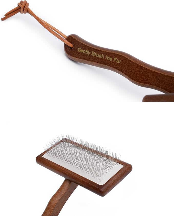 WaySoft Sheepskin Rug Brush with Premium Natural Beech Wood Handle, Restores Softness & Fluff, Gently Removes Dirt, Ideal for Sheepskin Rug Care, Includes Hanging Leather Strap for Easy Storage