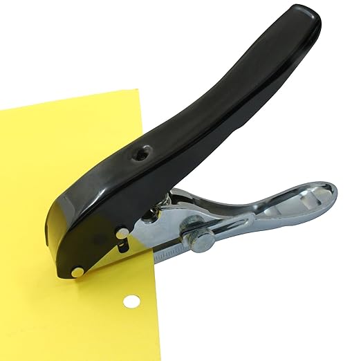 6 mm Single Hole Punch, Portable Hand Held Paper Hole Puncher, Black Long Hole Punch for Paper, Cards, Plastic