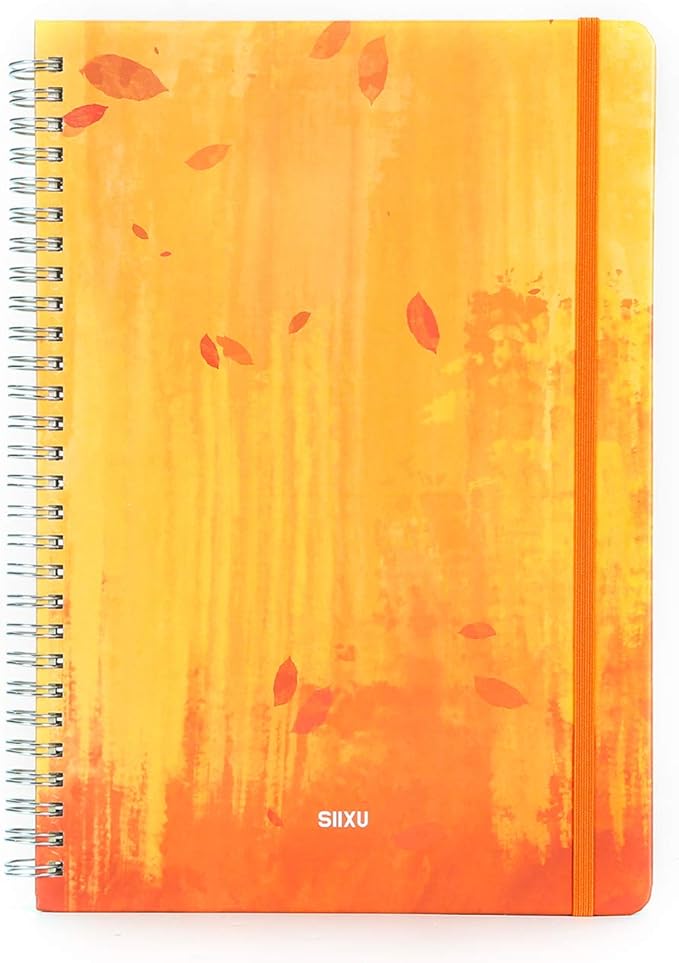 SIIXU Colorful Blank Journal Notebook, Hardcover Unlined Personal Diary to Write in for Women and Girls, Pretty Notepad for Writing, Spiral, 6.8"x9.8", 128 Pages, Autumn