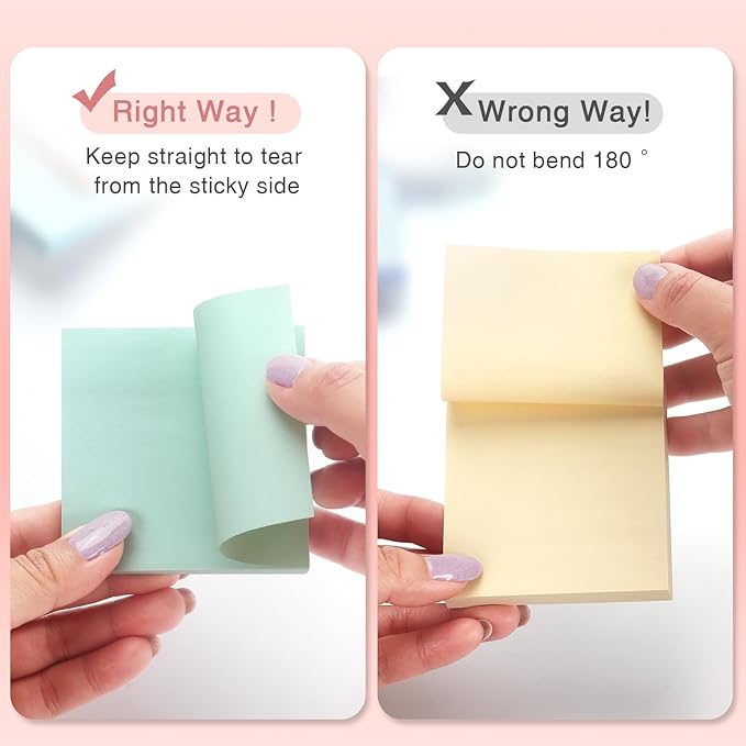 Sticky Notes 3x3 inch, 8 Pads, Pastel Colors Self-Stick Pads, Self-Adhesive Sticky Notes, 8 Pads/Pack, 80 Sheets/Pad, Total 640 Sheets