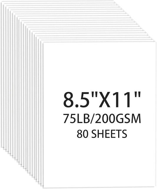 White Cardstock 8.5 X 11, 80 Sheets Card Stock, 75lb/ 200gsm Copy Paper, Cardstock Printer Paper for Art, Drawing, Invitations, DIY Cards, Watercolor, Craft, Construction, School & Office Supplies