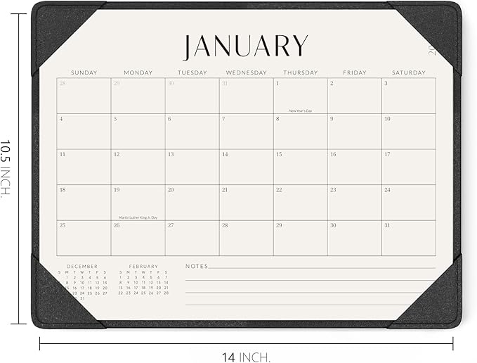Jotsome Desk Calendar 2025-2026 with Desktop Mat, Desk Pad Calendar From Now to December 2026 14x10.5 inch, Desk Blotter Calendar for Home Office and School, Easy Planning, Black