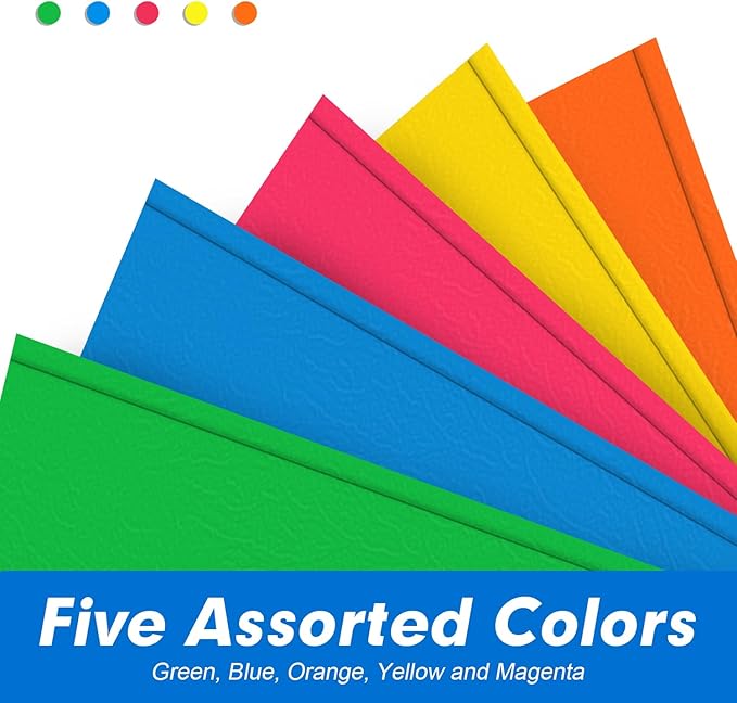 Two Pocket Folders, RAZCC 75 Pack Two Pocket Folders with Prongs, 3 Prong Folders Fit Letter Size Paper, Pocket Paper File Folders for School Office Home Business, Assorted 5 Colors