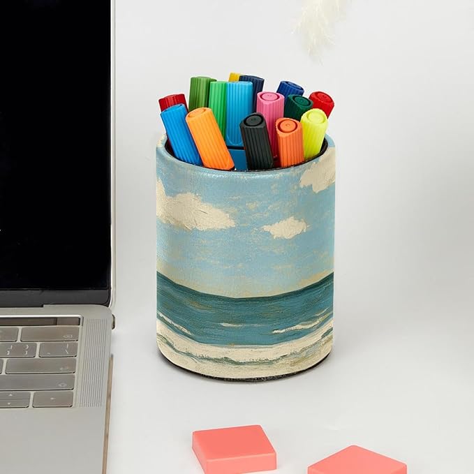 Pen Holder, Beach Birds East Coast Ocean (1) Pencil Holder for Desk Makeup Organizer Multifunctional Office Supplies for Home,Kids and School