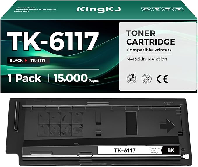 TK6117 TK-6117 Toner Cartridge Black 1Pack High Yield Replacement for Kyocera TK6117 TK-6117 1T02P10US0 Compatible with Kyocera ECOSYS M4132idn M4125idn Multifunctional Printer,15,000 Pages Monochrome