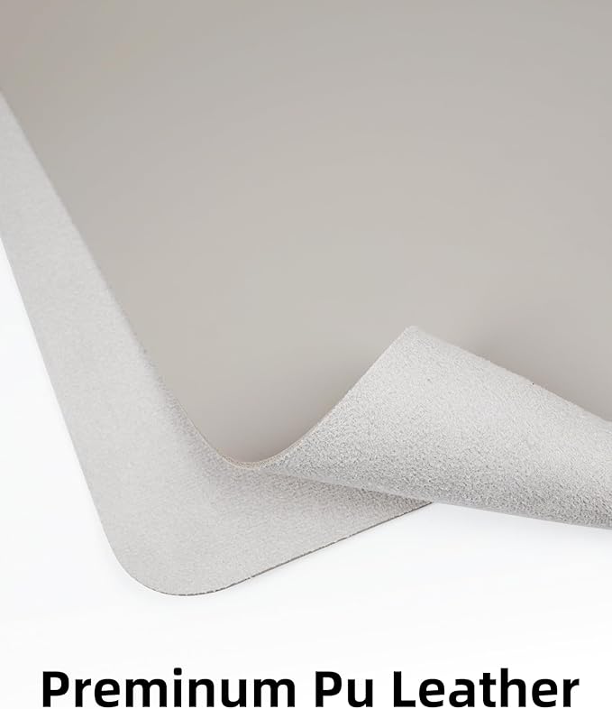 Leather Desk Pad Protector,Mouse Pad,Office Desk Mat, Non-Slip PU Leather Desk Blotter,Large Desk mat,Waterproof Keyboard mat for Office/Home/Decor (Light Grey,48" x 24")