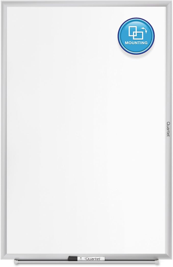 Quartet Magnetic Dry Erase White Board, 60"W x 36"HWhiteboard, Nano-Clean Surface Resists Ink Stains, Silver Aluminum Frame (SM535)