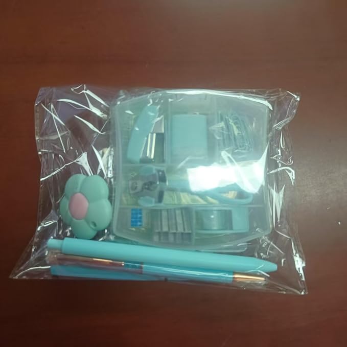 Mini Office Supply Kit Includes Stapler Tape Dispenser Staple Remover Paper Clips Scissor Notebook Highlighter Ballpoint Pen Small Telescopic for Office and School -Notebook Color Random(Pink Set)