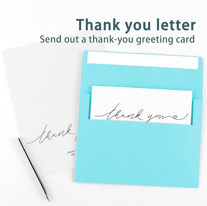 50 Pack A4 Sky Blue Self Seal Envelopes, 4x6, Printable, Modern, Wedding, Perfect for Invitations, Business Cards, Baby Showers, Greeting Cards