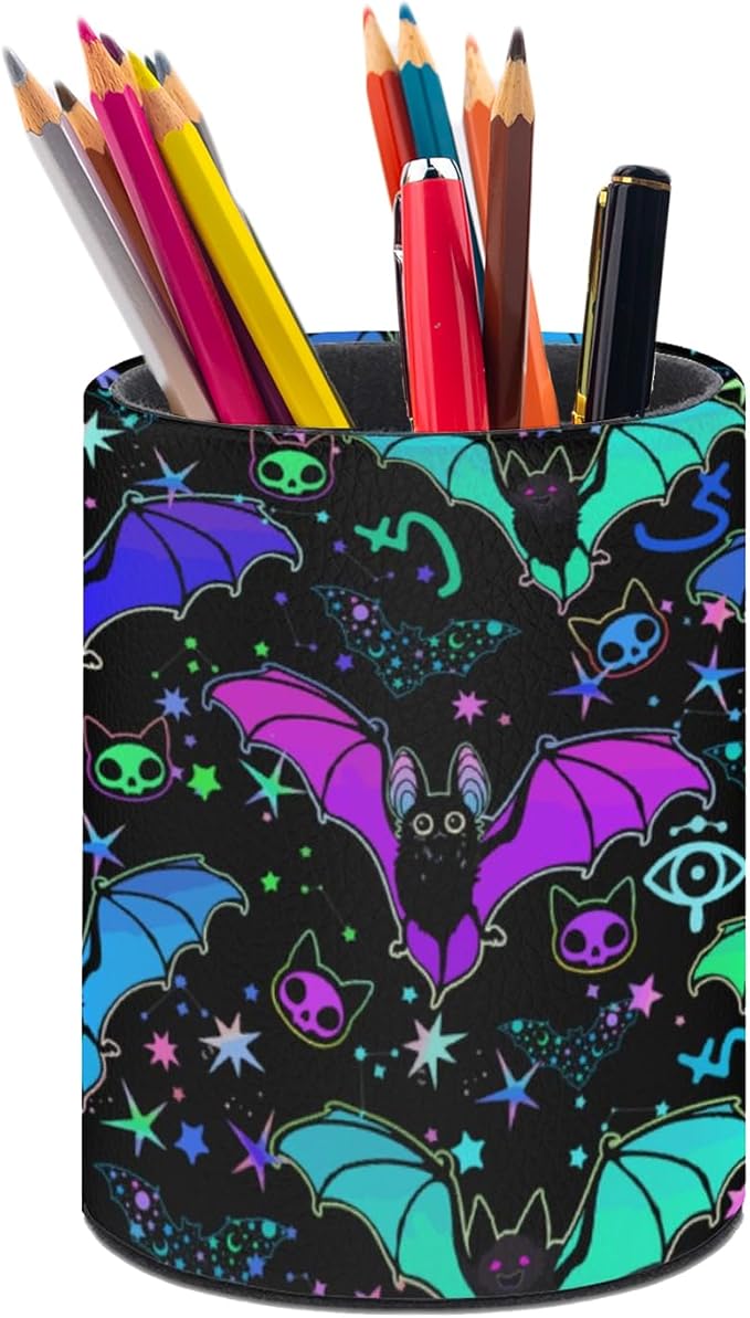 Magic Bat Pen Holder Pencil Organizer Cute Pencil Cup Desk Decor Makeup Brush Holder PU Multifunctional Office Suppliesfor Home Classroom School