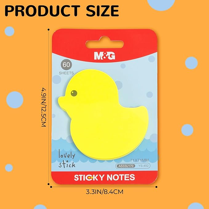 M&G 8 Pads Fun Shape Sticky Notes, 480 Sheets Cute Post-It Notes in Various Shapes, 60 Sheets/Pad, Self-Stick Memo Pads for Students, Office, Home (Duck, Heart, Star, Smile, Apple, Tree, Flower, Bear)