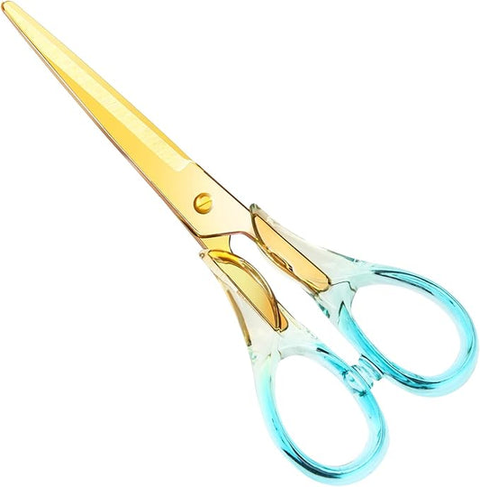 6.3 Inch Precision All - Purpose Craft Scissors, Stainless Steel Blade for Superior Cutting, Blue Acrylic Handle for Comfort, Ideal for Office, Home & School Crafters