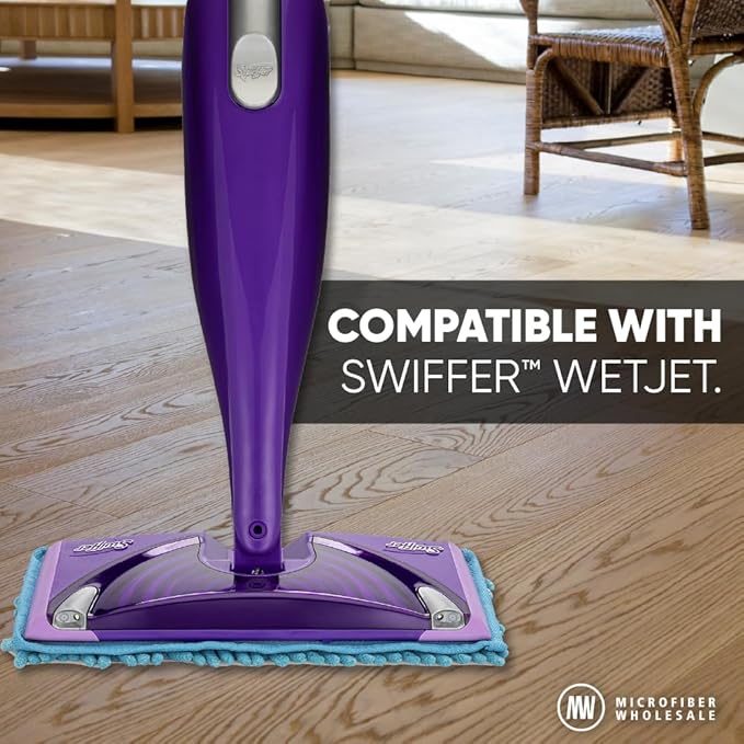 10" Dry & Wet Mucho Mop Pads - Compatible with Swiffer Wet Jet - Replacement Flat Mop Heads - Reusable & Washable Microfiber Mop Pads, 2 Pack