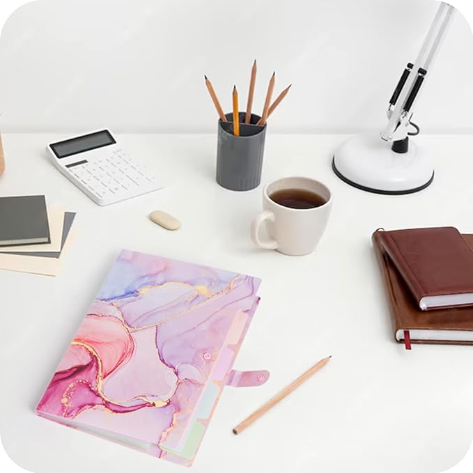 Expanding File Folder,Folders for Important Documents Organizer,Accordion File Organizer,Aesthetic Folders for School Students,5 Pockets File Folder for Home Bills,Pack of 2(Pink+Blue)