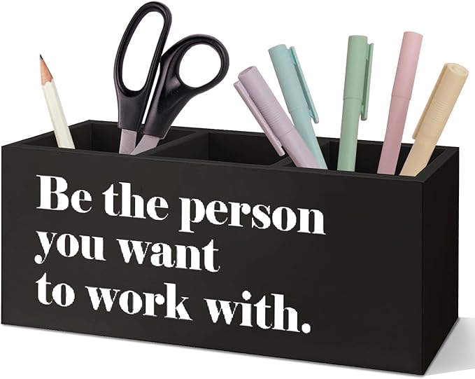 SNNDER Be the Person You Want to Work Motivational Pen Holder, Inspirational Desk Decor, Motivational Gifts for Women Men Pen Acrylic Pen Pencil Holder Organizer for Office Desk Accessories