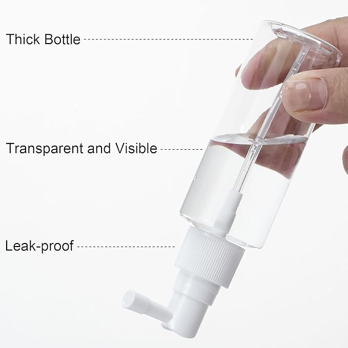 Yebeauty 2oz/60ml Portable Spray Bottles Small Plastic Empty Fine Mist with Tight Cap and Long Mouth Clear TSA Approved Travel Size Spray Atomizer for Plants Perfumes Cleaning Mouthwash, 4 Pack