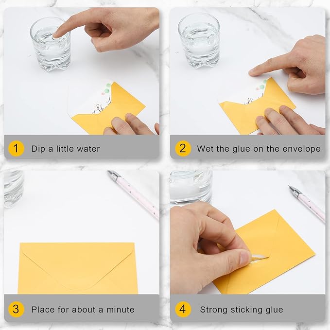 100 Pack 4 x 2.75'' Mini Envelopes Metallic Gold 120GSM Gift Card Envelopes Bulk Small Paper Gift Card Sleeves Greeting Card Business Card Tiny Envelope Pockets for Card & Invitation