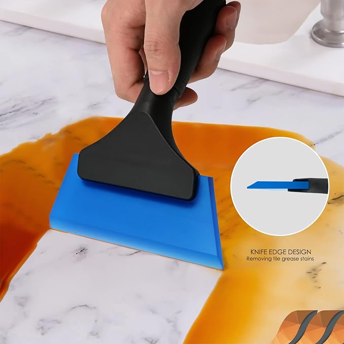 EHDIS Small Squeegee 5 inch Rubber Window Tint Windshield Scraper for Car,Glass, Mirror, Shower, Door,Bathroom Cleaning(Blue)