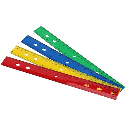 HOZEON 120 Pack 12 Inch Colorful Plastic Ruler Bulk, Colored Measuring Rulers with Inches and Centimeters, Plastic Straight Ruler with Hole, Metric Rulers for School Classrooms, Office
