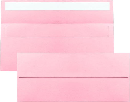 100 Pack Pink #10 Business Envelopes, Standard Envelopes Self Seal, 4 1/8 x 9 1/2 Inch Letter Size Business Mailing Envelopes for Checks Invoices Statements Baby Shower Wedding Birthday Graduation