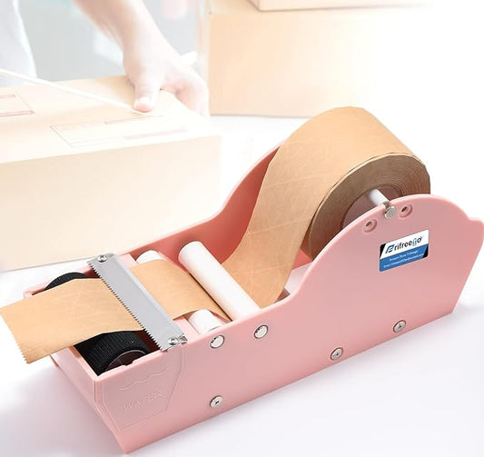 Water-Activated Tape Dispenser, Manual Kraft Gum Tape Dispenser, Width Adjustable 1.18-3.15", Light Weight & Portable Packing Tape Dispenser Set, Light Pink