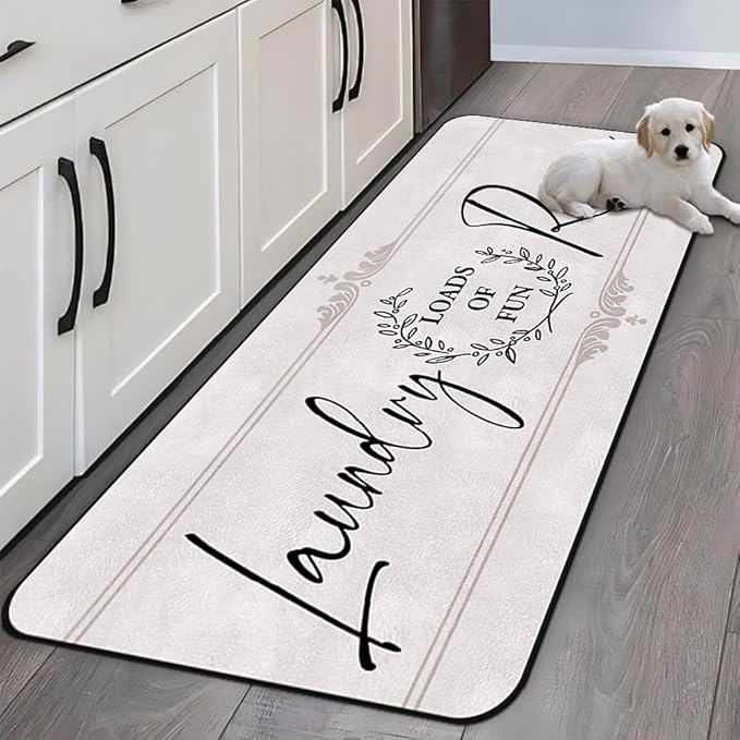 Laundry Room Rug Runner 20"X59" Non Slip Farmhouse Mats Organization and Washable Floor Long Rugs for Laundry Room Accessories Mudroom Kitchen Bathroom Area Rugs Decor