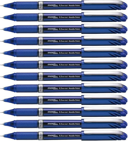 Pentel BLN25C EnerGel NV Liquid Gel Pen, .5mm, Blue Barrel, Blue Ink, Dozen